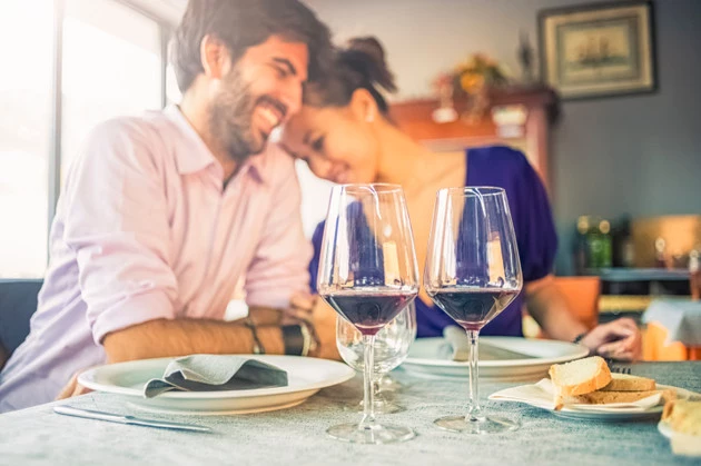 Affectionate couple having fun during a date