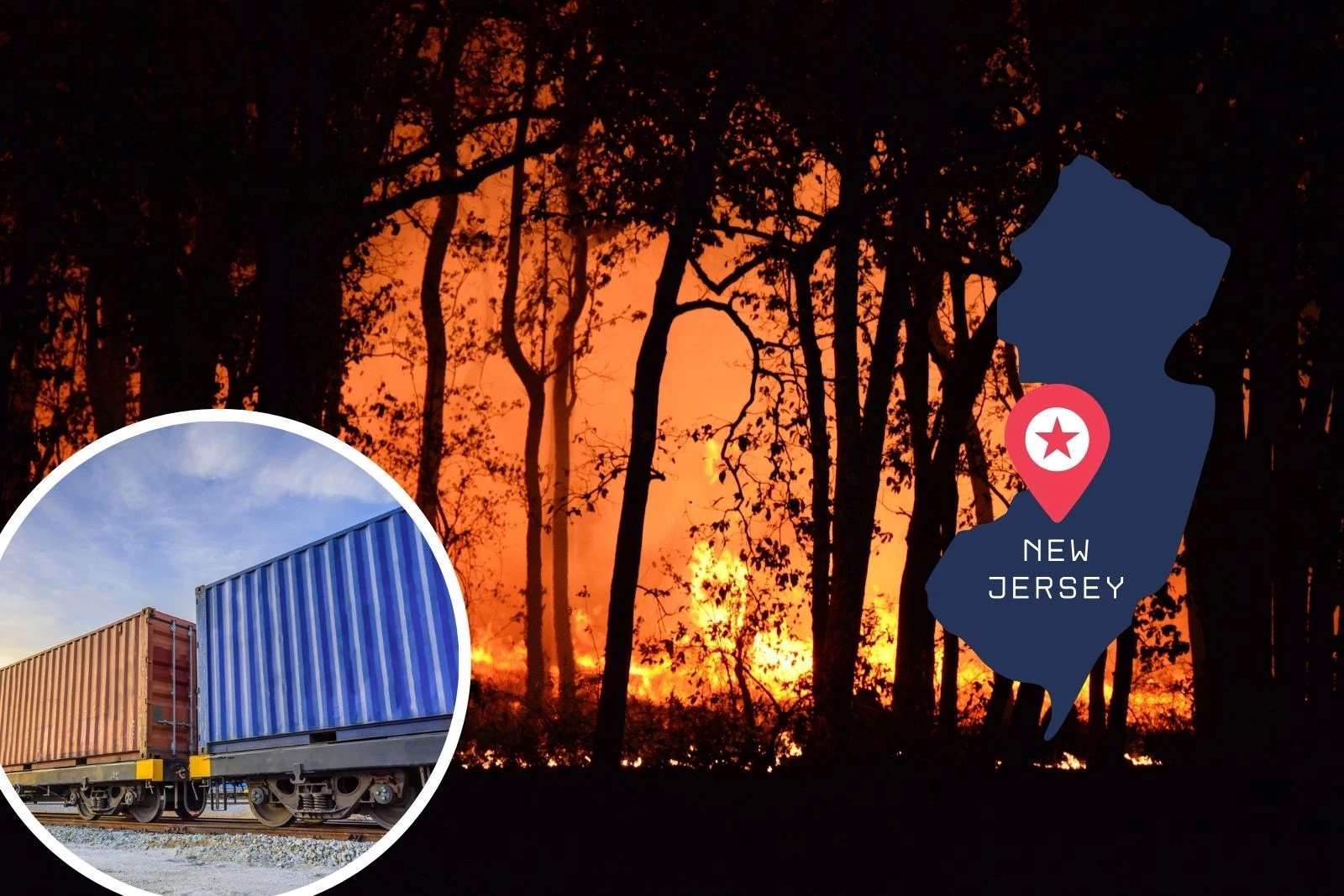Winslow NJ Wildfire Caused by Train Spark